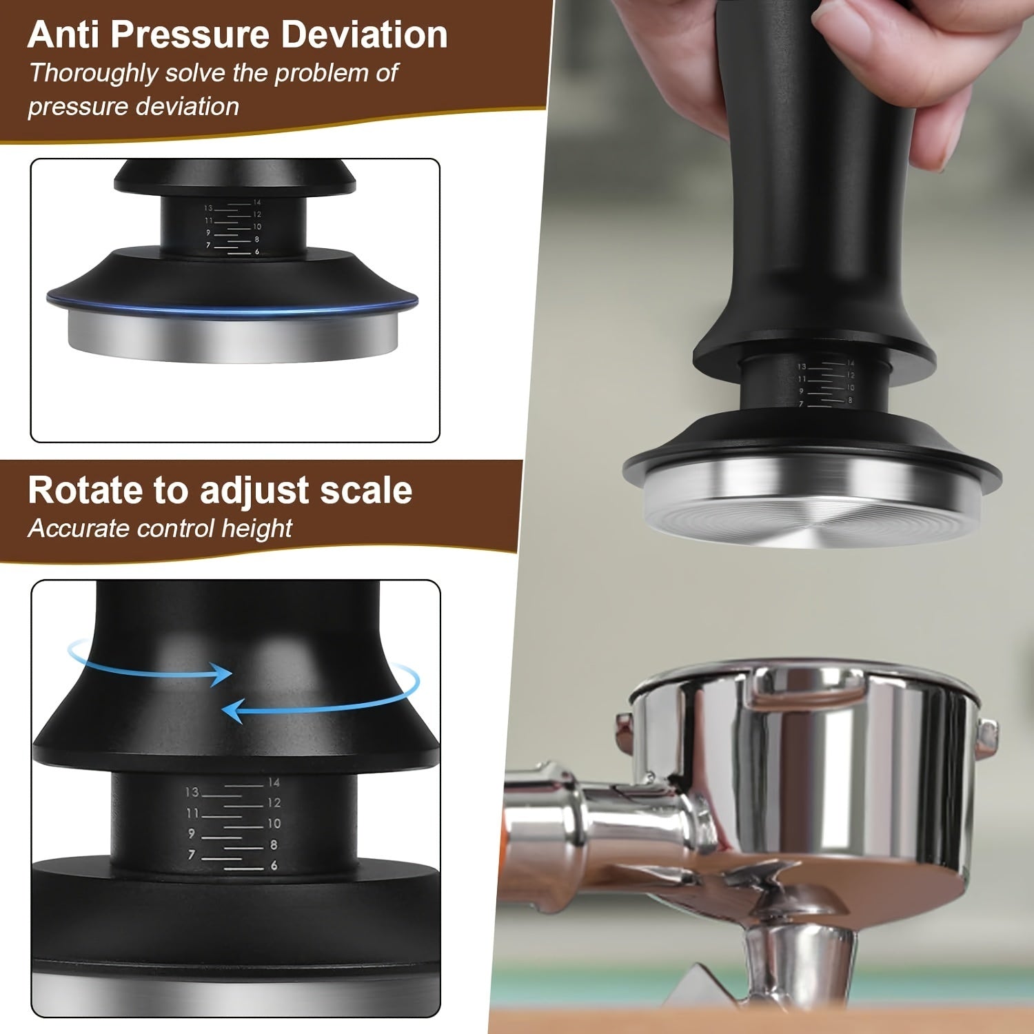 Stainless Steel Espresso Tamper 51mm with Calibrated Spring for Home Baristas