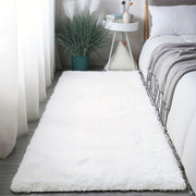 Soft White Faux Fur Area Rug Rectangle Non-Slip Stain-Resistant Indoor Carpet