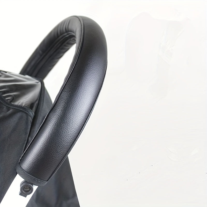 Foldable Washable PU Leather Baby Stroller Handle Cover with Zipper