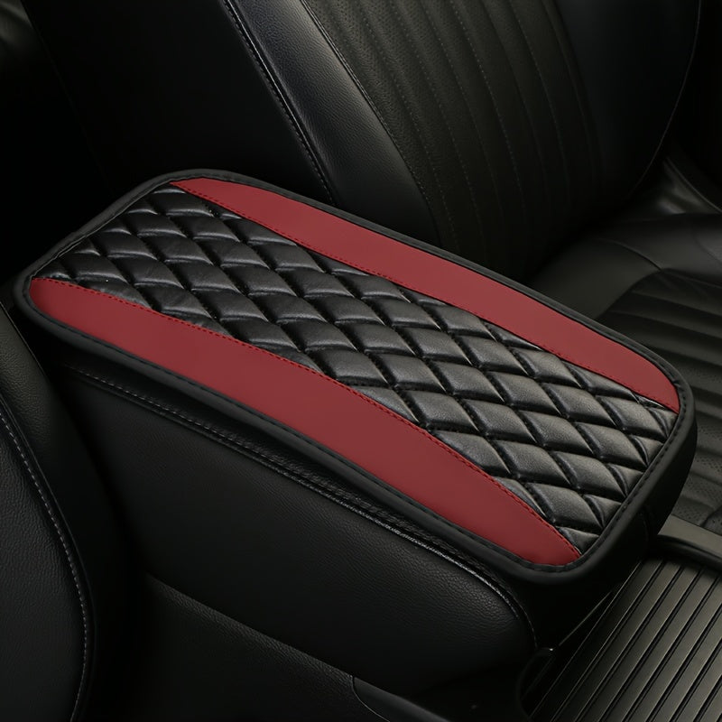 Car Interior Non-slip PU Leather Armrest Pad Cover with Diamond Stitch