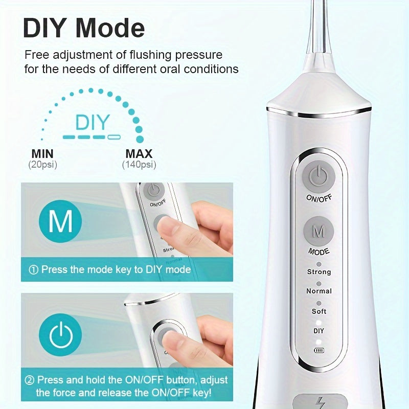 Cordless Water Flosser with 4 Modes USB Rechargeable 1500mAh Travel-Friendly