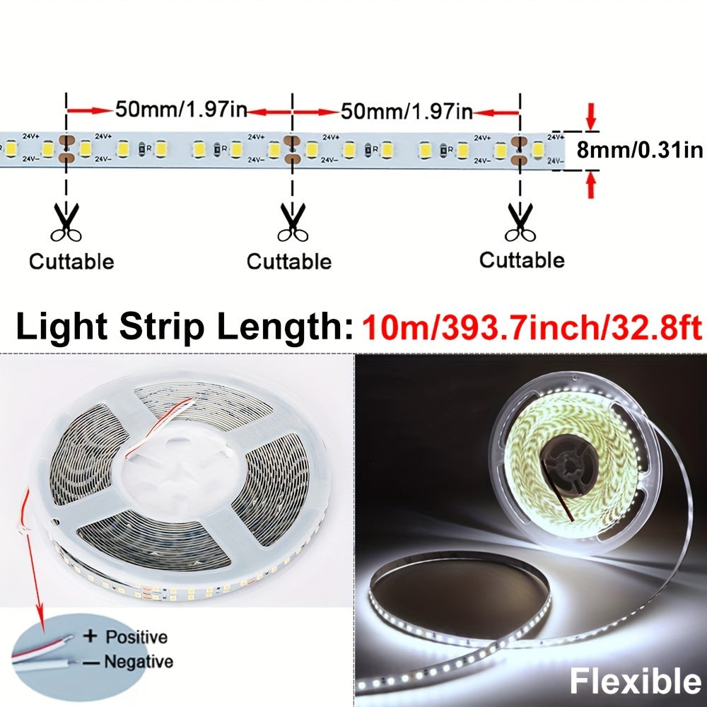 10m 2835 LED Light Strip 120 LEDs/m White Indoor Decoration for Office Hotel Mall
