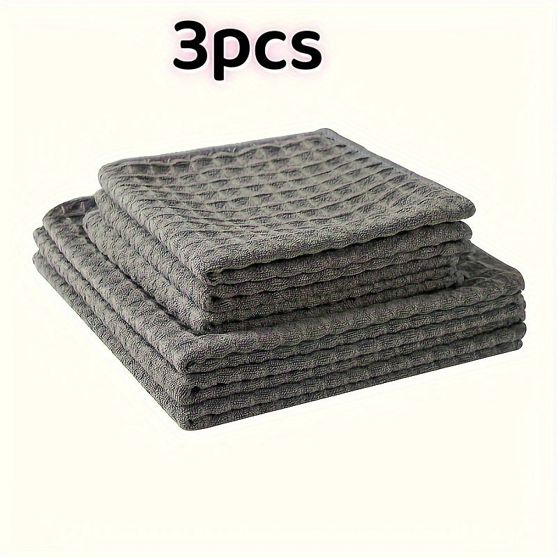 3Pcs Grey Coffee Machine Towels Absorbent Non-Woven Polyester Cleaning Cloths