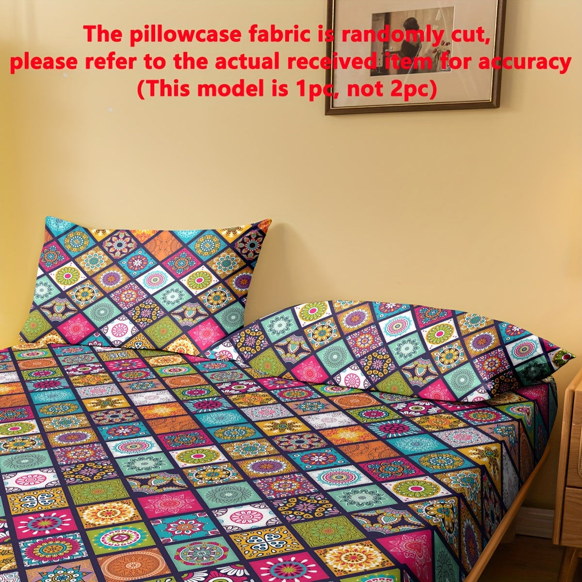 Bohemian Pattern Printed Pillowcase Soft Bedding Cover with Pocket Closure Polyester Quilted Machine Washable for Home and Kitchen