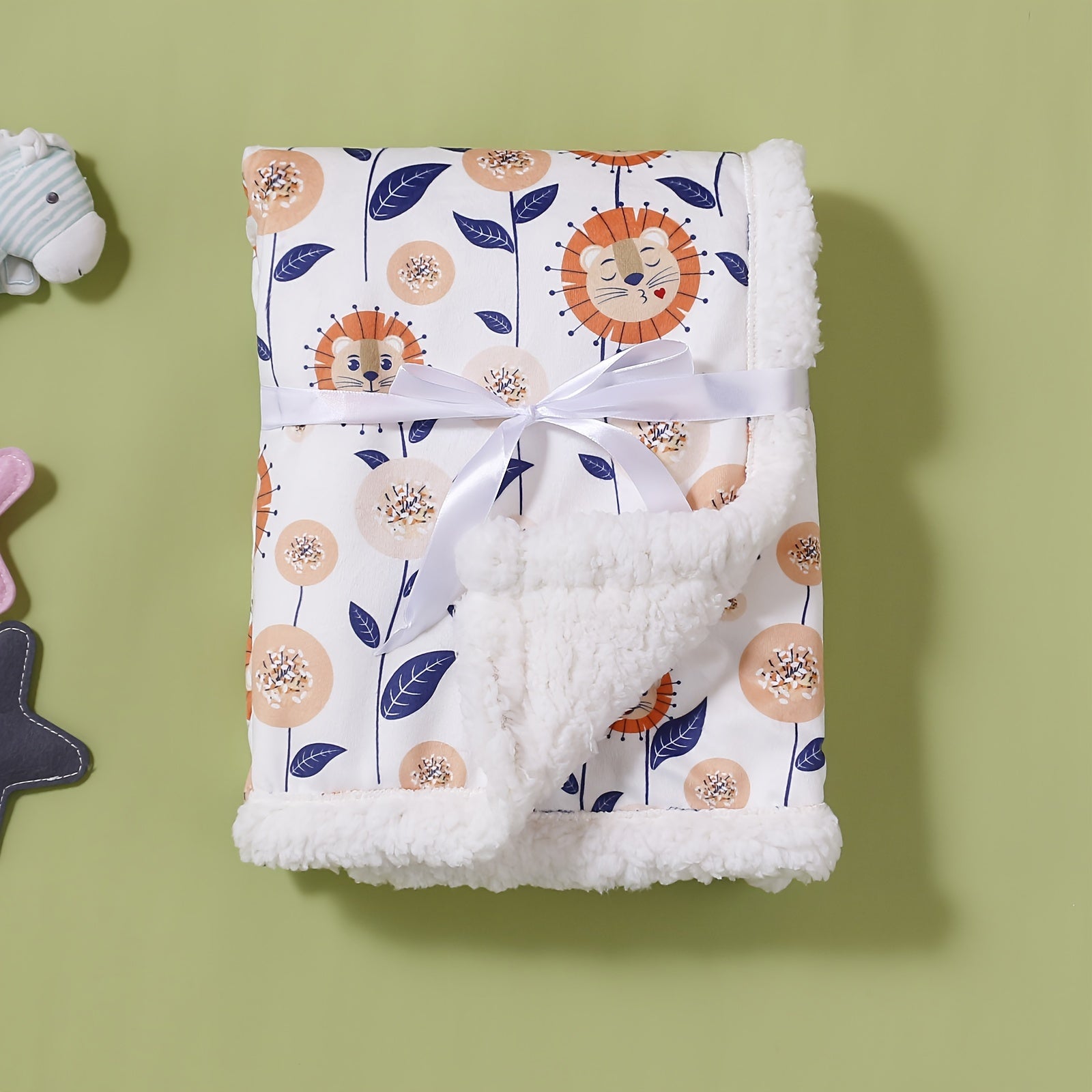 Kids Blanket Double-Layered Animal Prints Soft Polyester for Autumn and Winter