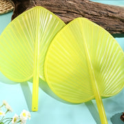 Large Yellow Leaf-Shaped Hand Fan with Ribbon Handle for Summer Cooling