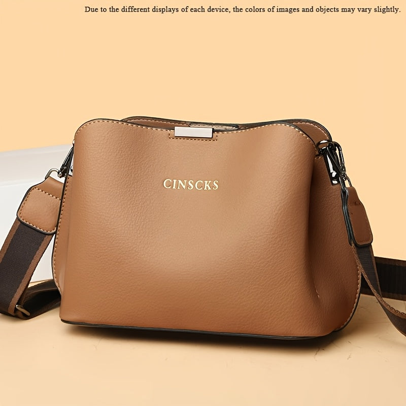 Women's Casual Water-Resistant PU Tote Bag with Detachable Shoulder Strap