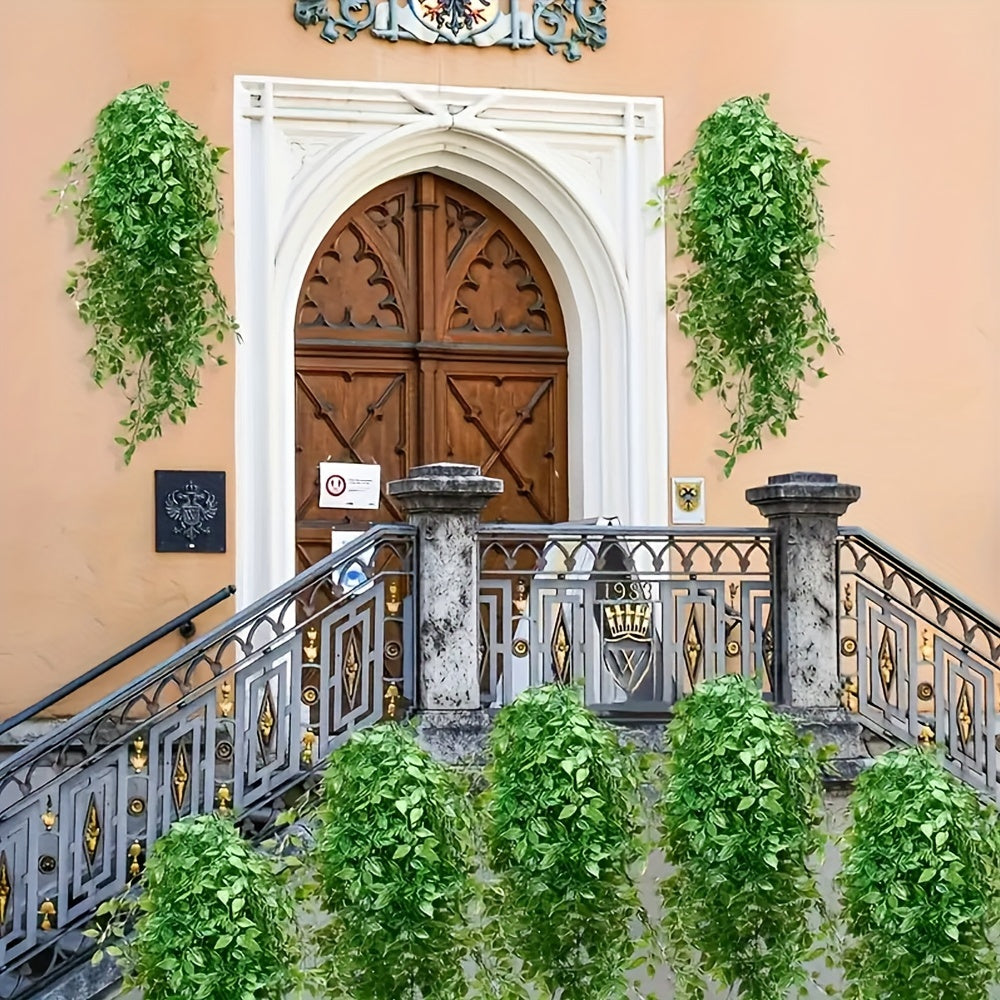 Conjunto de plantas colgantes de mandala artificiales verdes para decoración interior y exterior. No incluye macetas.