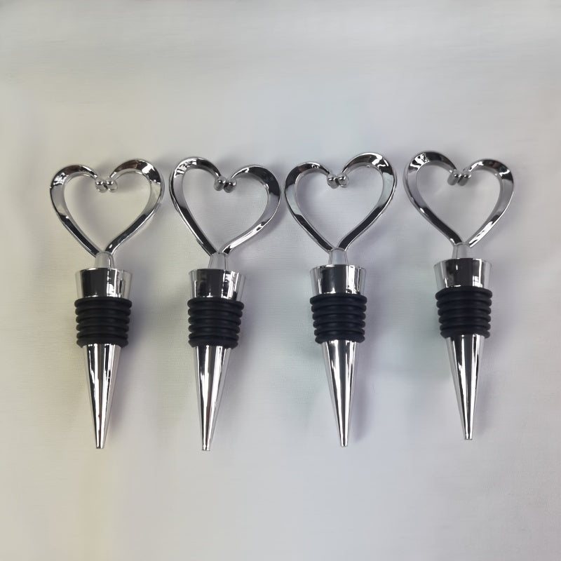 Heart-Shaped Red Wine Bottle Stopper Plastic Silicone Set of 1-8