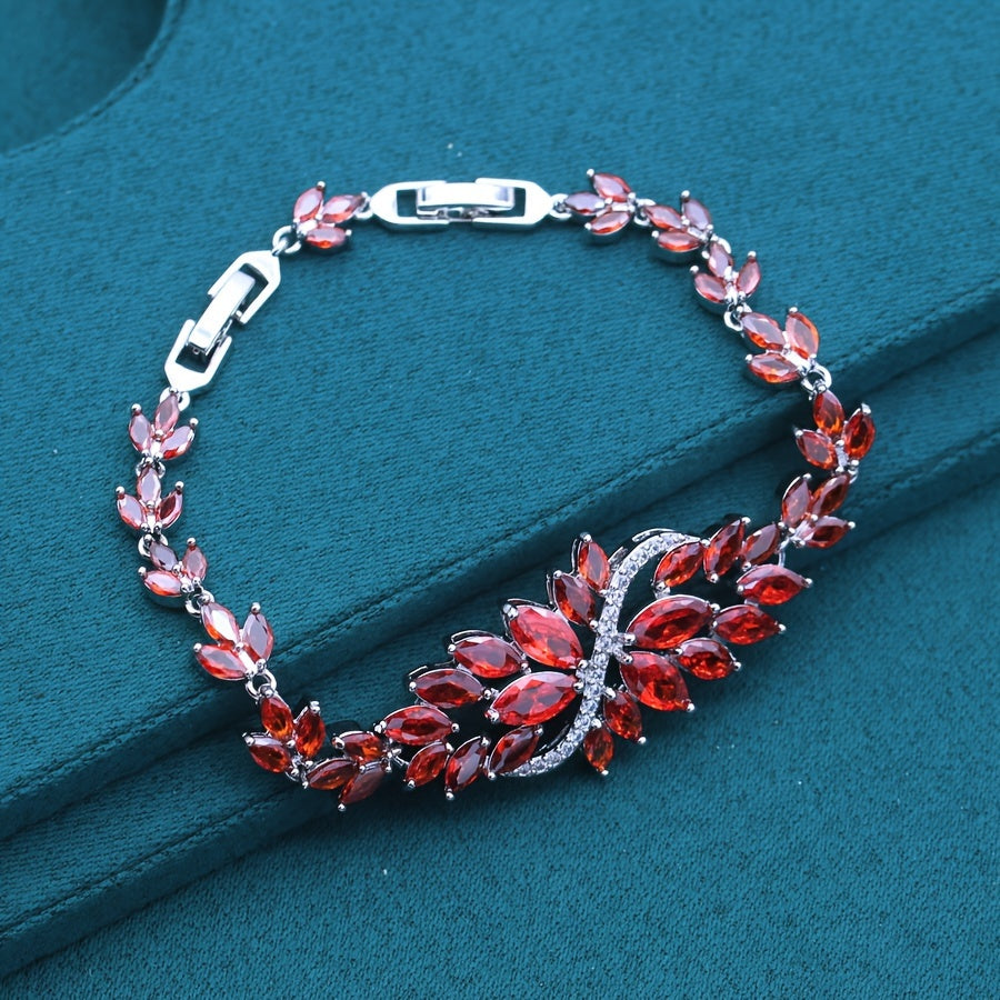 Women's Copper Bracelet with Purple Zirconia for Summer Beach and Casual Wear