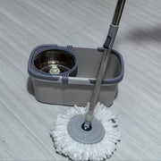 Juego de cubo de fregona giratorio de acero inoxidable de 360 grados con tabla de lavar desmontable