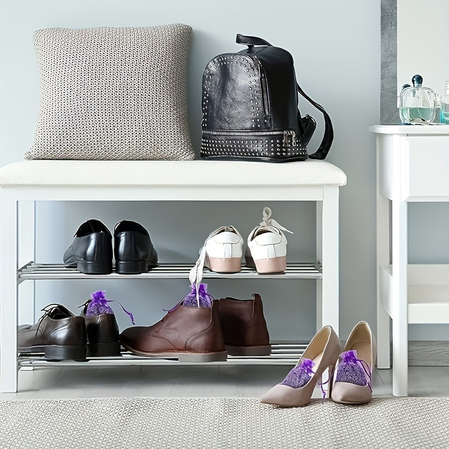 Lavender Scented Sachets with Artificial Purple Flowers for Drawers and Closets Set of 6