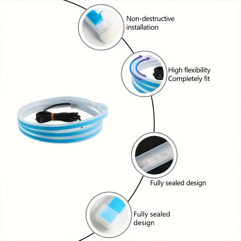 Car LED Hood Penetrating Lights 12V 10W Atmosphere Decorative 70in