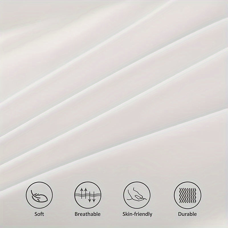 Set of 2 White Pillowcases Soft Brushed Solid Color Zip Closure