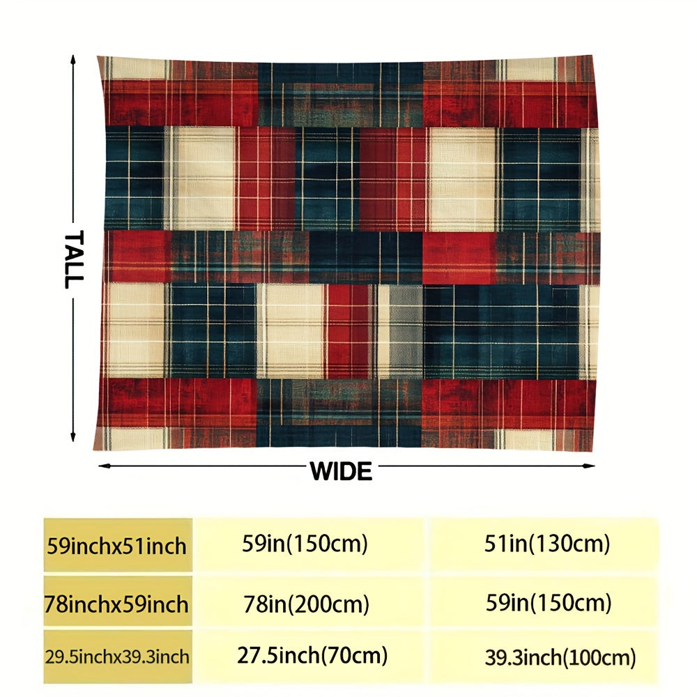 Rustic Plaid Flannel Throw Blanket with Scottish Tartan Texture for Bed Sofa Home Decor