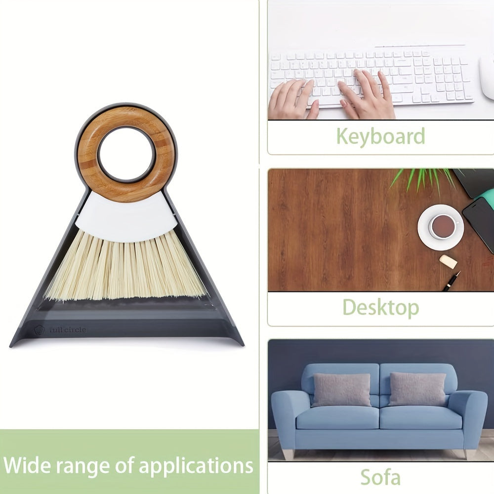 Mini Desktop Broom Duster Set with Wooden Handle for Keyboard Windows and Pet Waste