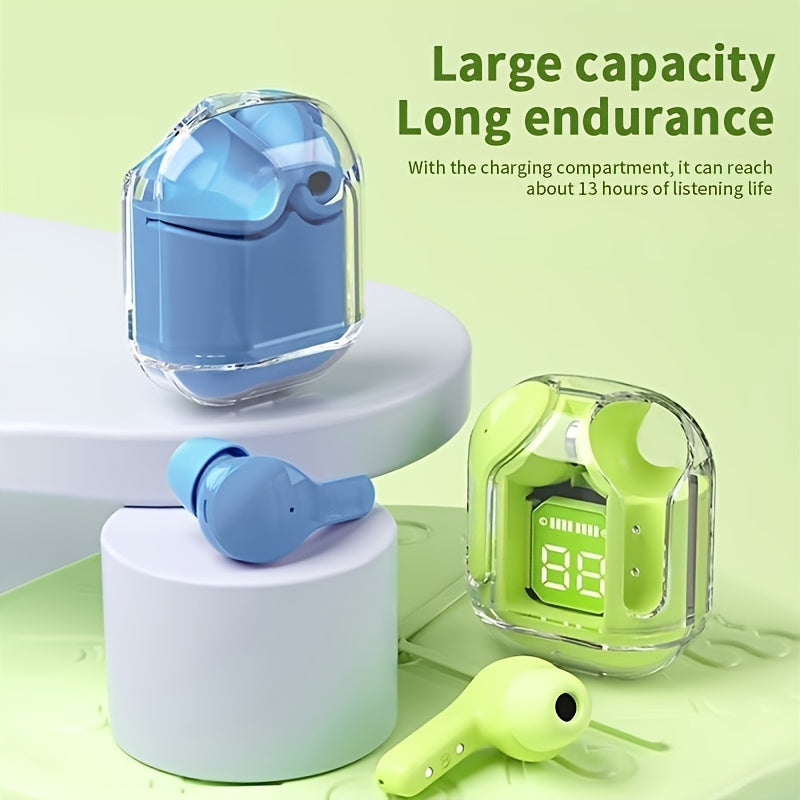 Беспроводные наушники высокой четкости с сенсорным управлением, цифровым дисплеем и перезаряжаемой батареей для игр, спорта и отдыха - пластиковый материал, для взрослых.