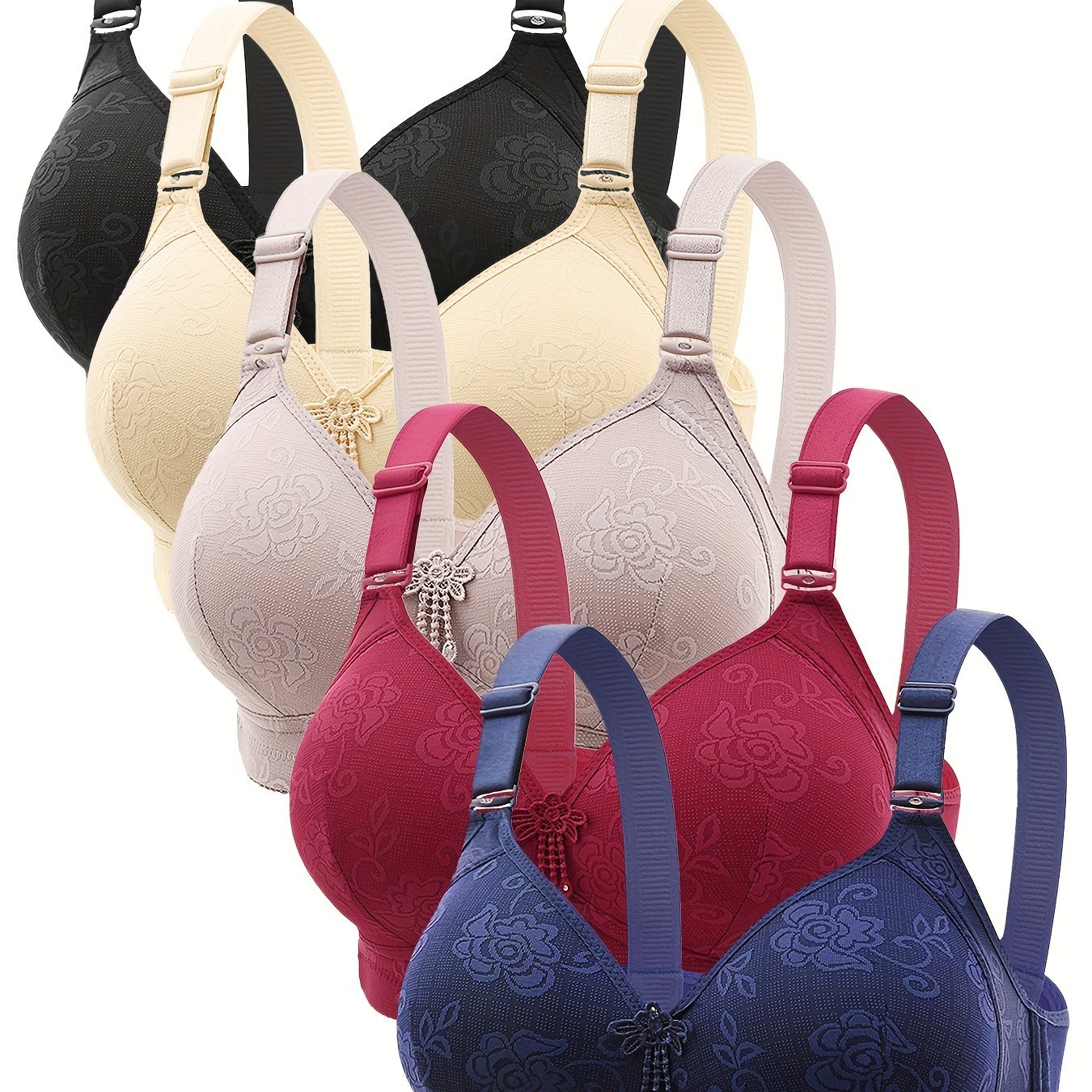 Women's Nylon Push Up Bras Wireless Non-Removable Padding Solid Color Knit Fabric