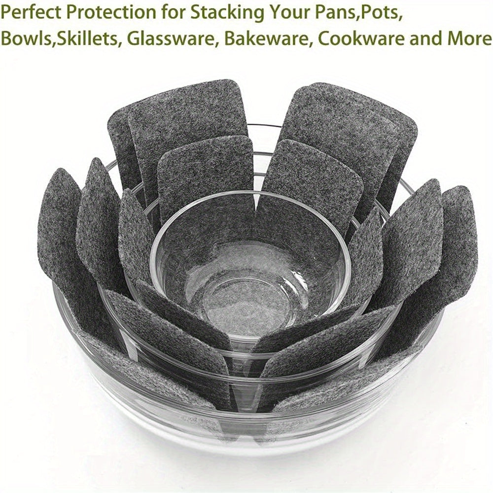 Pack of 12 Pot Protectors with 3 Sizes for Stacking Kitchenware No Power Needed