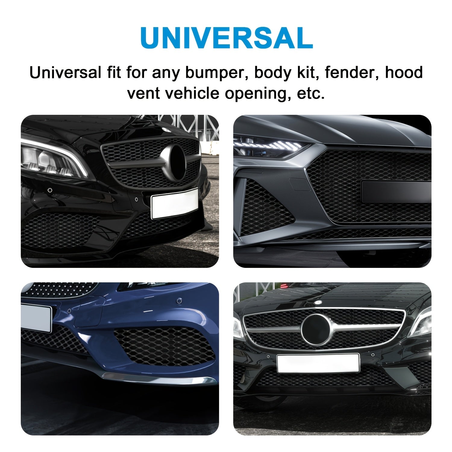 Aluminum Mesh Grill Cover Car Bumper Vent Net Black Red Stitching 101.6cm
