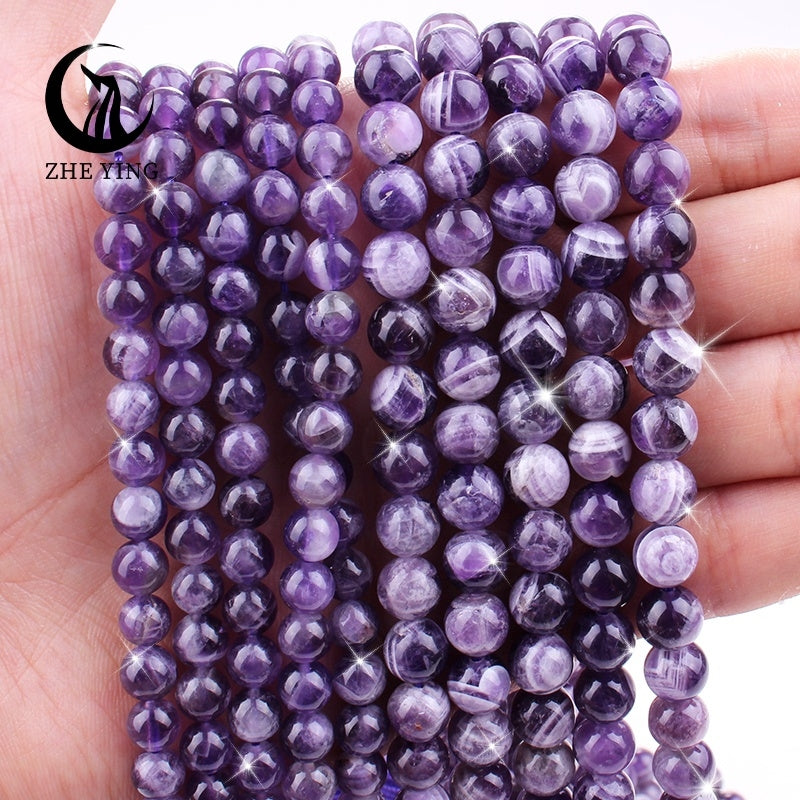 6mm, 8mm, 10mm Tabiiy toshdan tayyorlangan Orzu Amethyst Bead Bezak uchun taqinchoq qilish