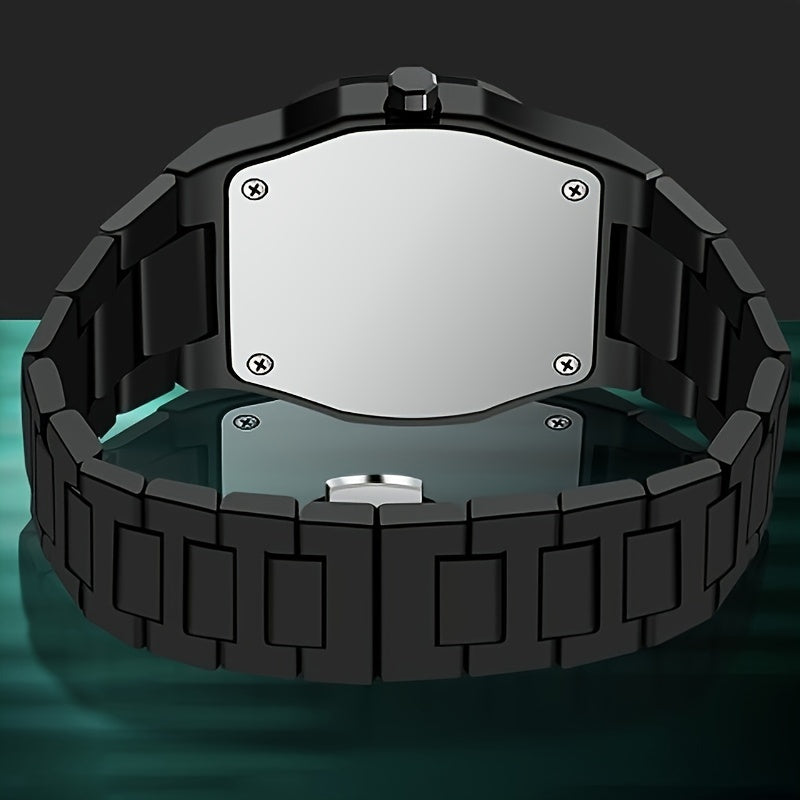 Men's Black Plastic Watch with Round Dial Quartz Movement TPU Strap