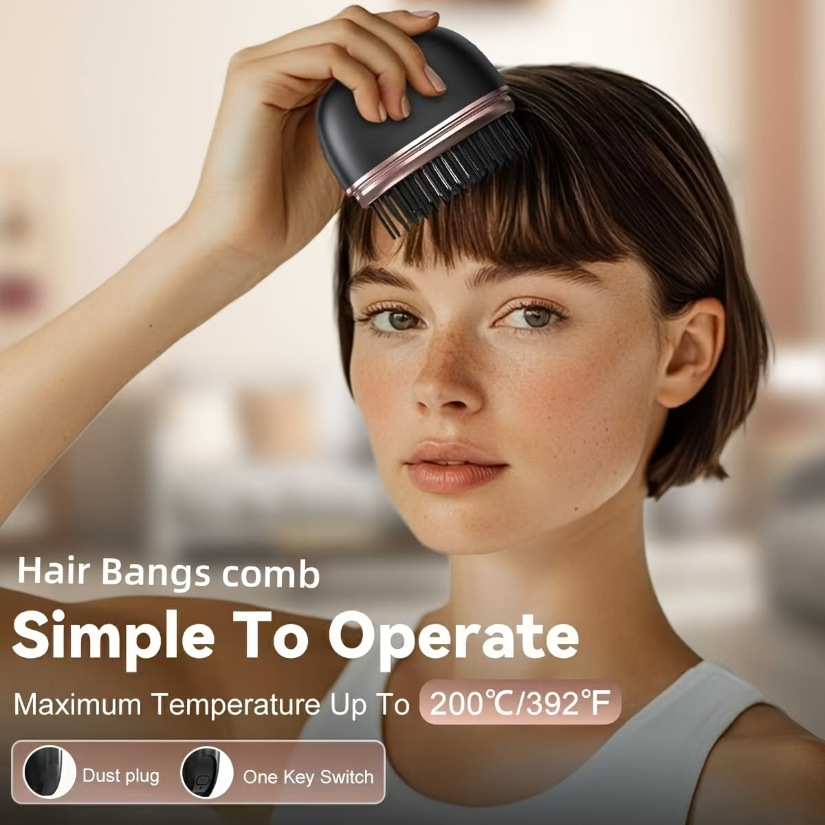 Cordless Hair Straightener Brush with Negative Ion Technology USB Rechargeable 3 Heat Settings Anti-Scald for Men and Women