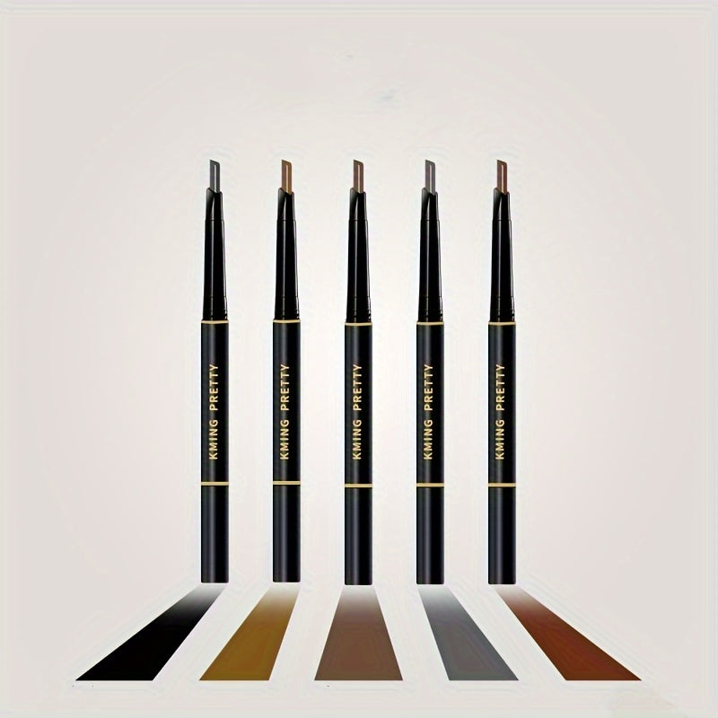 Women Waterproof Dual-Ended Eyebrow Pencil with Brush Long-Lasting 3D Color