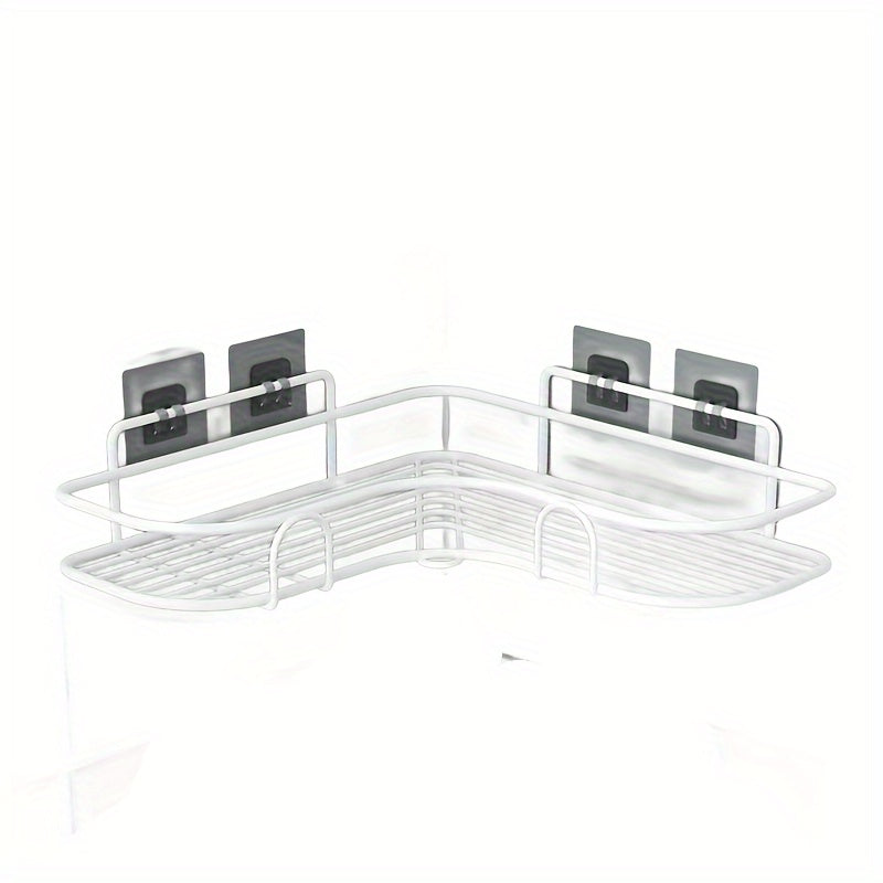 Wall-Mounted Metal Shower Caddy No-Drill Bathroom Kitchen Storage