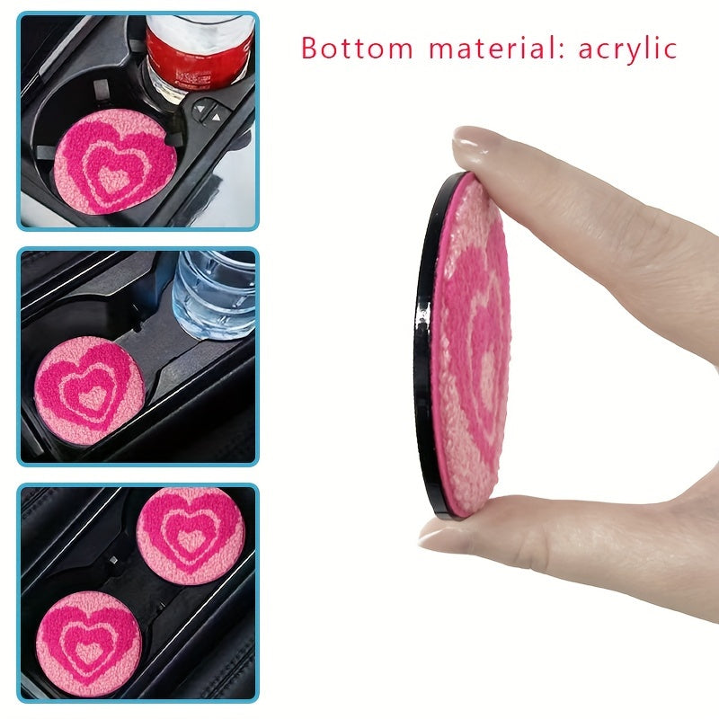 2 Pcs Car Anti Slip Plush Coaster Non Slip Durable Interior Accessories