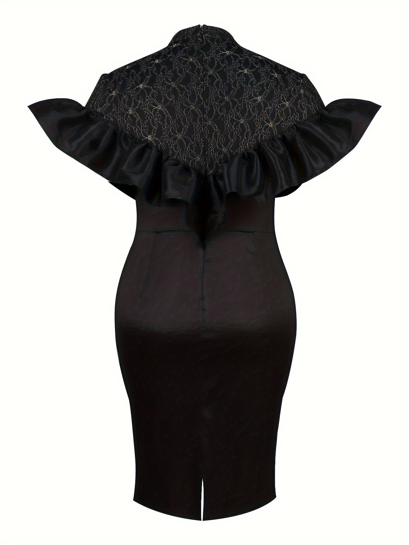 Women's Plus Size Lace Trim Short Sleeve Wedding Dress Polyester Fitted A-Line