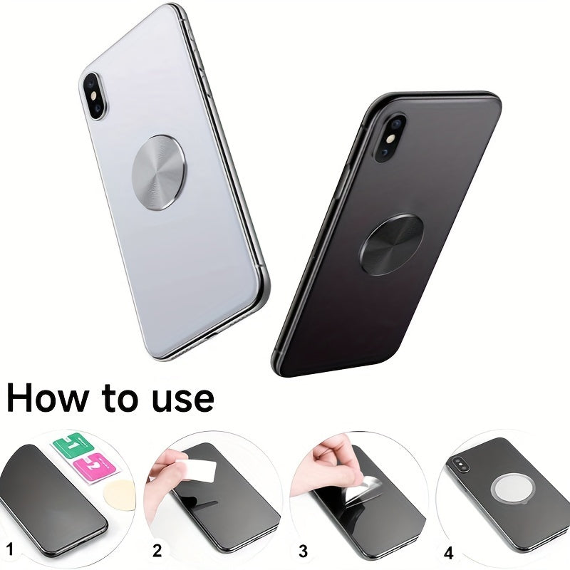 4-Pack Aluminum Magnetic Phone Holder Patches Self-Adhesive Car Mount Accessories