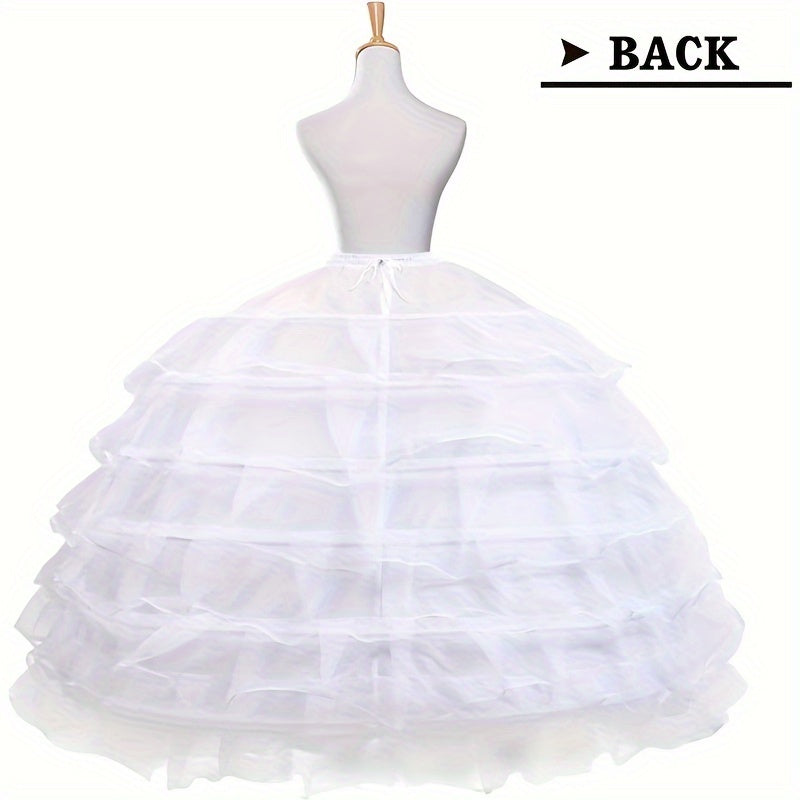 Women's White Crinoline Petticoat for Wedding Gowns and Evening Dresses 6-Hoop Floor Length Underskirt