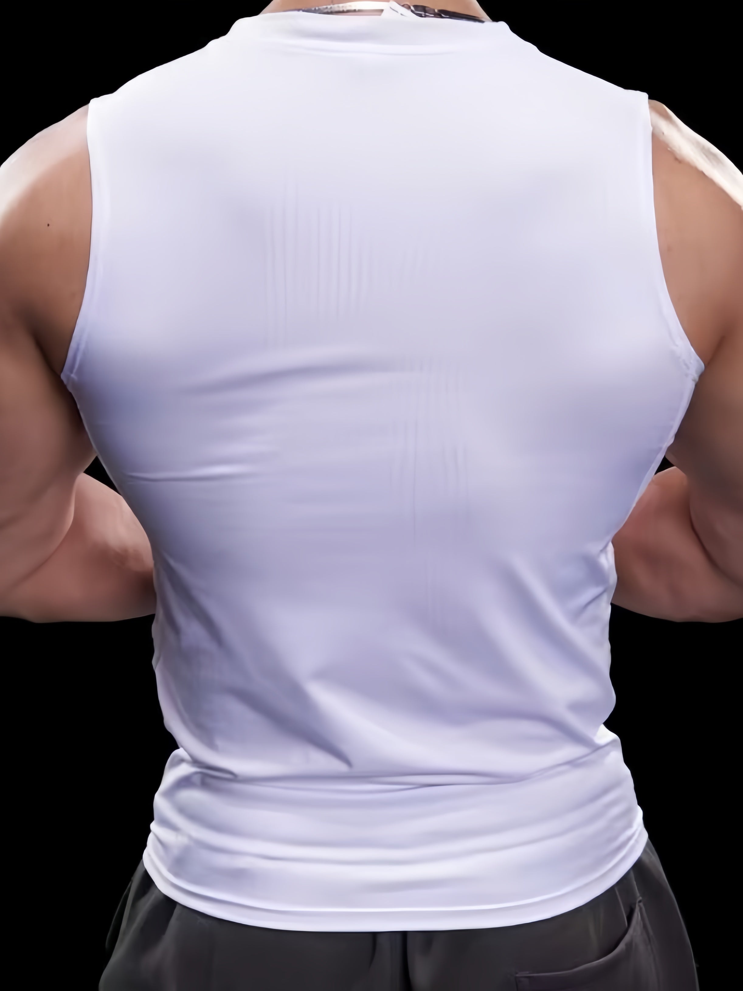 Men's Sleeveless Tank Top High Stretch Knit Solid Color Quick Dry Gym Workout