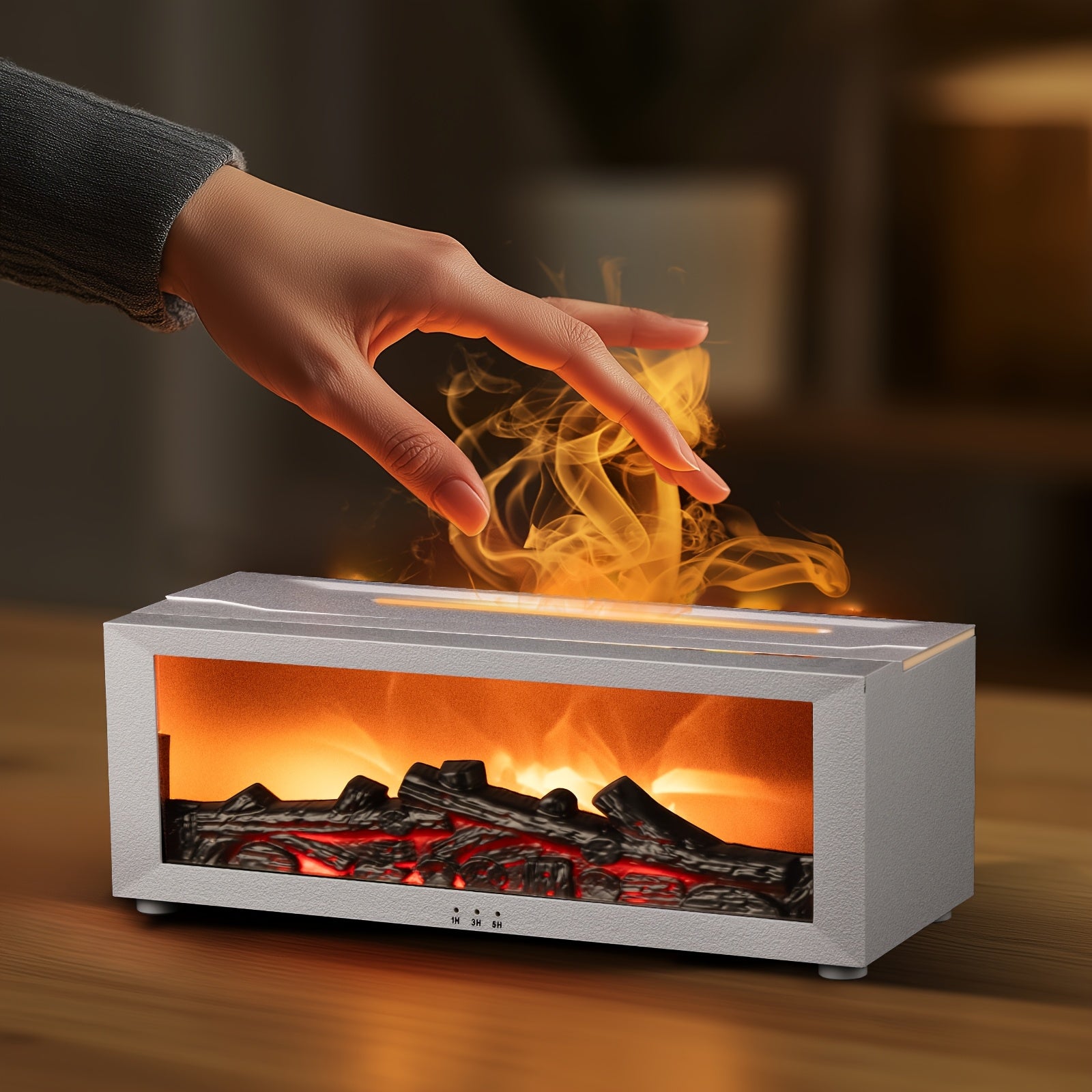 Simulated Fireplace with Flame Effect Remote Humidifier Colorful Lights
