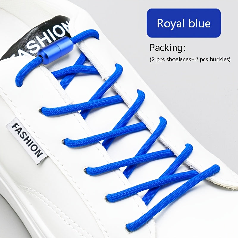 2PCS No-Tie Elastic Shoelaces for Sneakers and Boots Soft Acetate Fiber