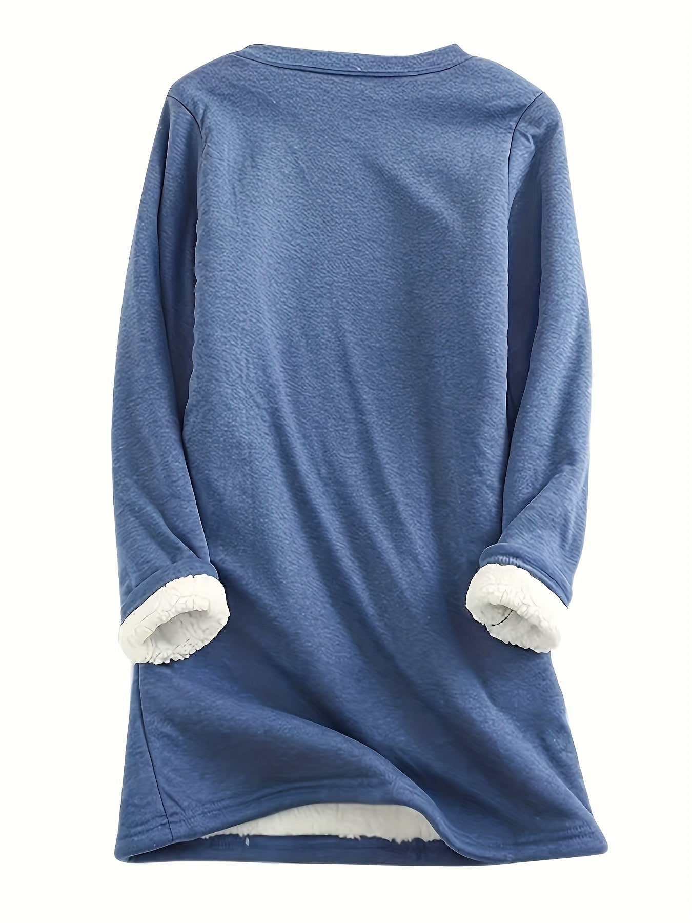 Women's Plus Size Fleece-Lined Thermal Long Sleeve Tunic Top Cozy Winter Casual Pullover