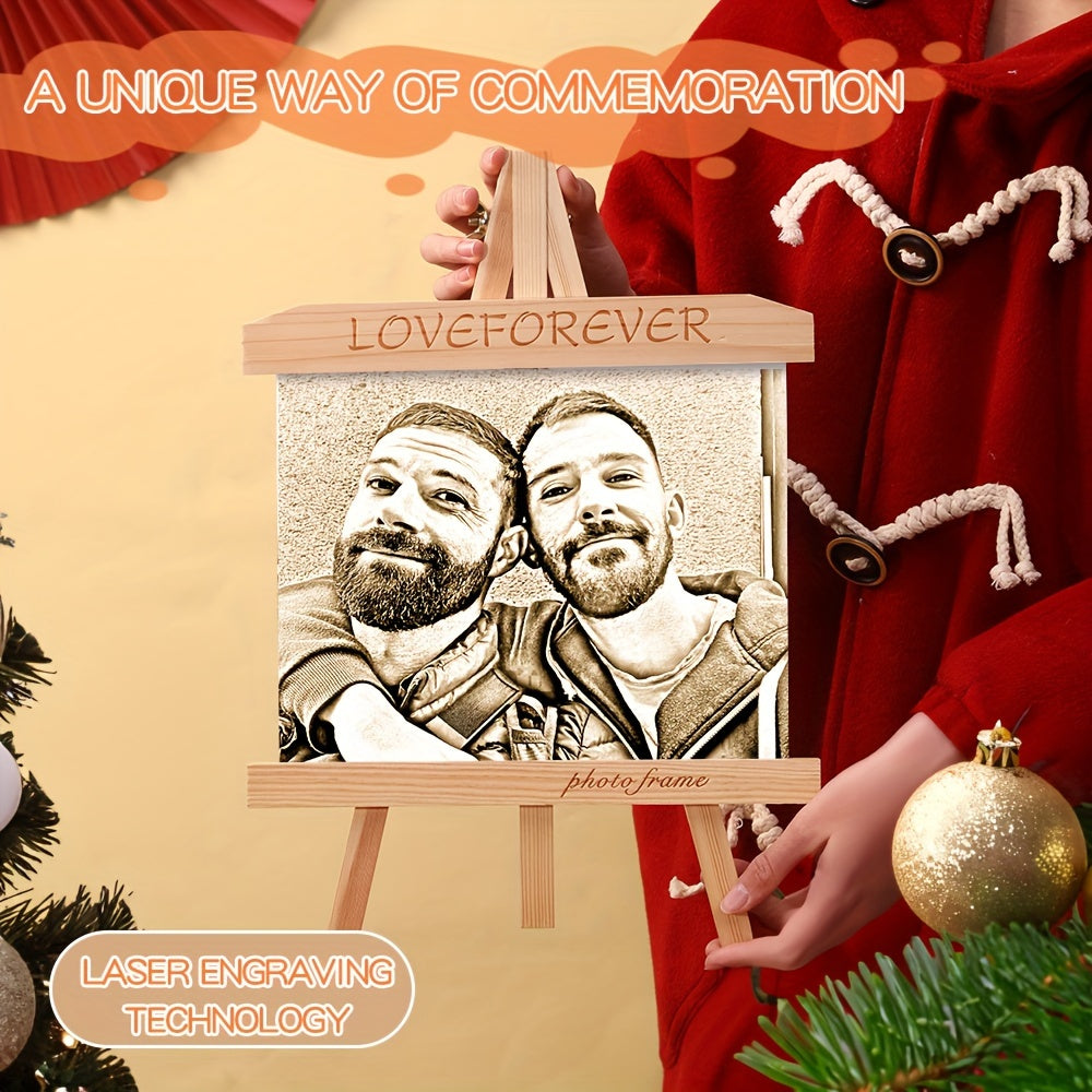 Personalized Wooden Christmas Tree Ornament with Photo Frame Holiday Decor