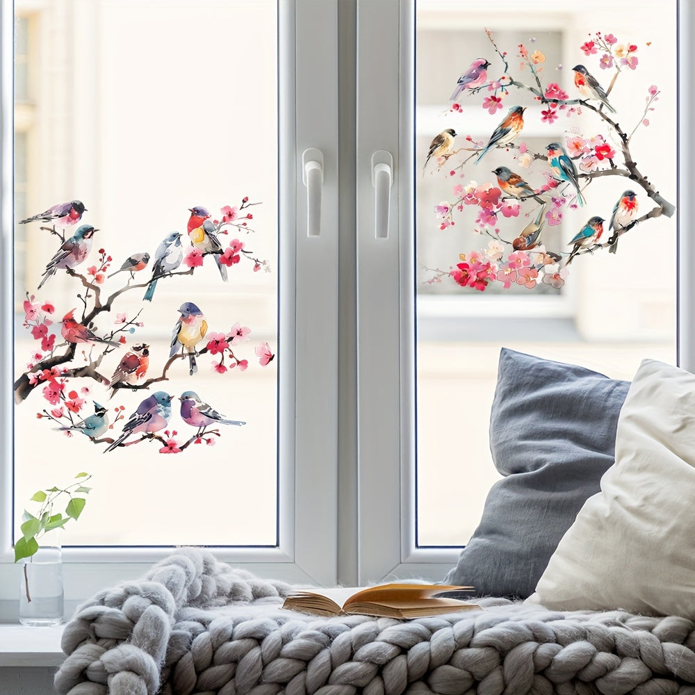 Watercolor Tree Branches Wall Decal Removable Glass Window Sticker 59cm x 23.23in