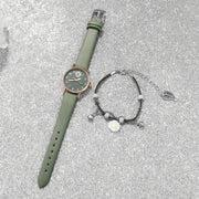 Conjunto de reloj de cuarzo Daisy Flower para mujer con reloj de cuero y pulsera