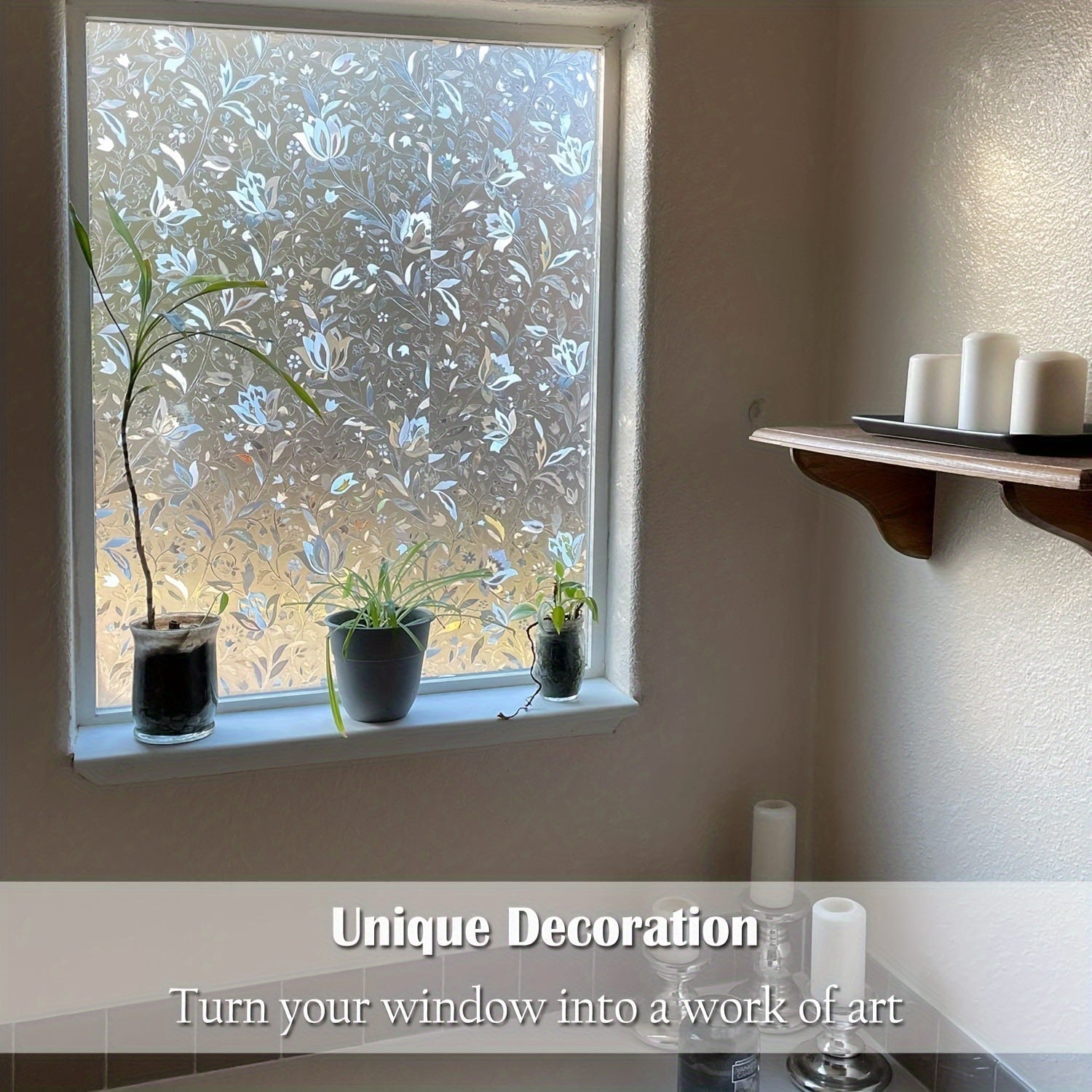 Contemporary Tulip Pattern PVC Window Privacy Film Static Cling Glass Cover