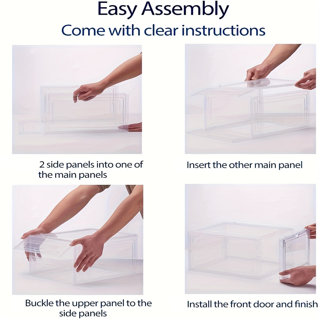 Transparent Plastic Shoe Storage Boxes with Doors Stackable Organizer for Bedroom Bathroom Office