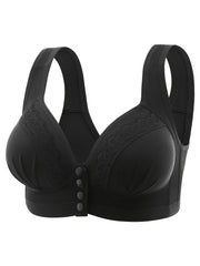 Women's Lace Wireless Bras with Front Buckle Push-Up, Comfortable and Breathable