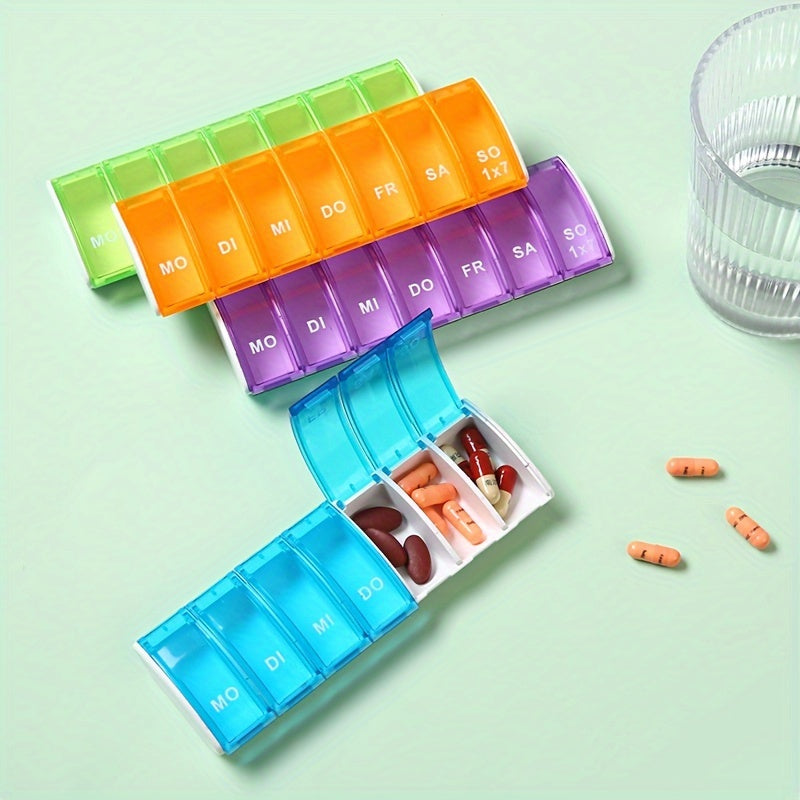 Portable Weekly Pill Organizer for Travel, 7 Compartments, Dividable