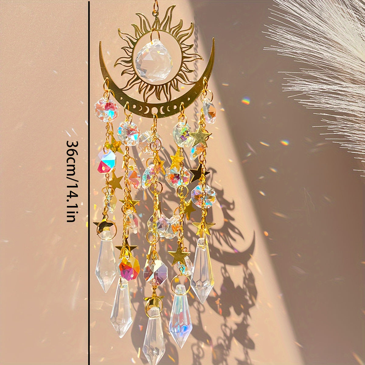 Cortina de cristal bohemio con colgante de prisma arcoíris para decoración de ventanas 1 pieza