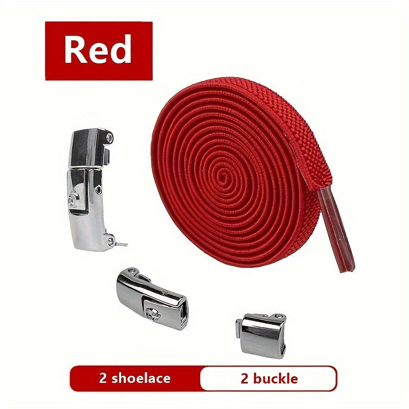 Unisex Elastic No-Tie Shoelaces Lazy Metal Lock Laces for Sports and Casual