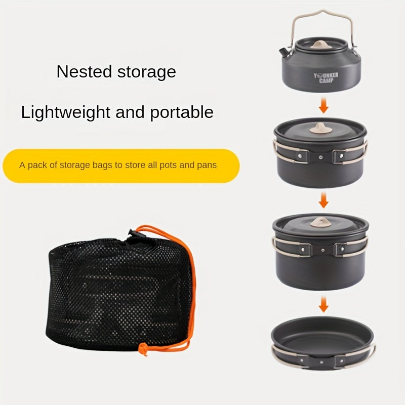 Camping Cookware Set 12-Piece Lightweight Aluminum Pots and Pans for Hiking and Camping
