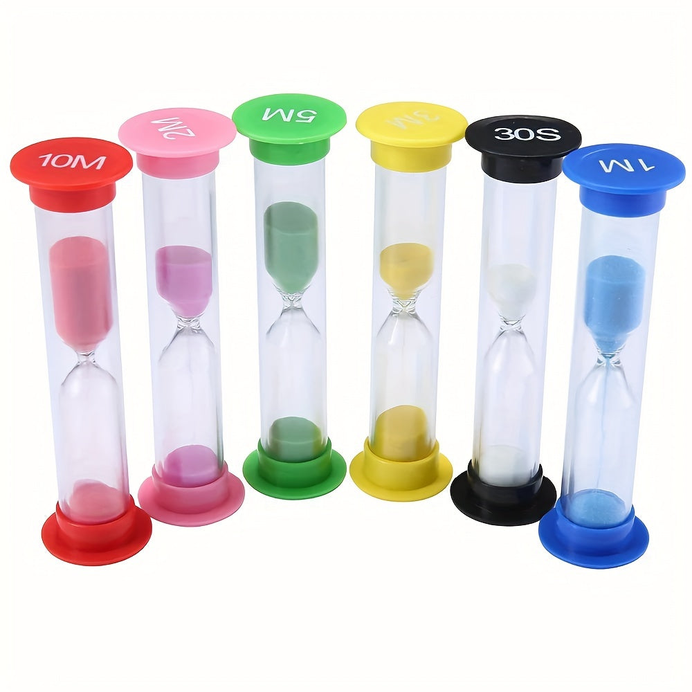 Set of 6 Colorful Mini Sand Timers for School Office Use