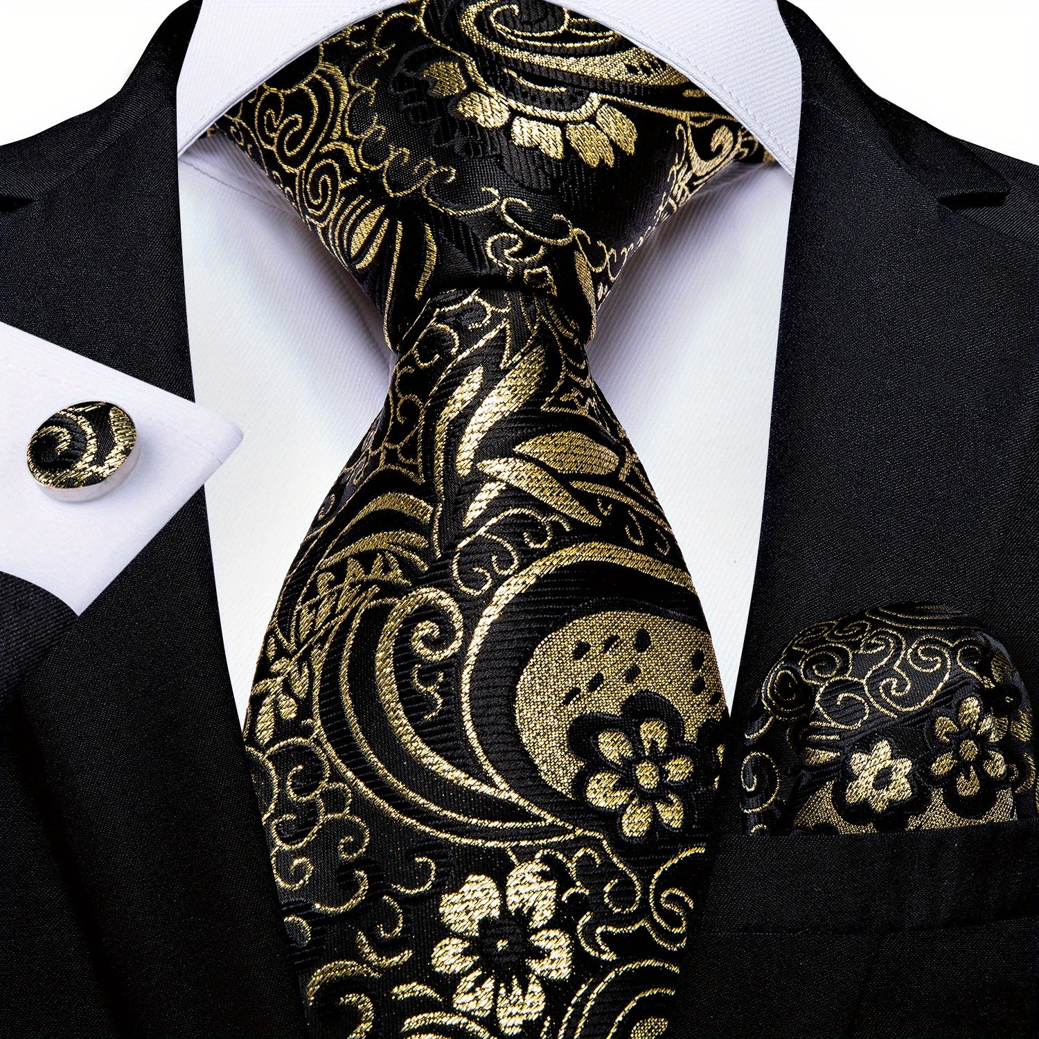 Men's Necktie Set with Cufflinks for Wedding Formal Wear Stylish Accessories