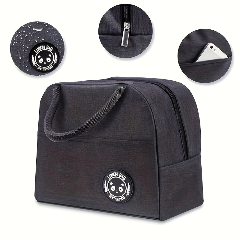 Bolsa de almuerzo de tela Oxford aislante con revestimiento de aluminio, portabento cuadrado